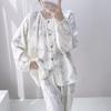 Otoño e Invierno Gasa Doble Estilo Nacional Manga Larga Pijama para Mujer Cómodo Patrón Algodón Seda Algodón Hilado Ropa para el Hogar Traje de talla grande