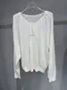 Top de punto de lana con cuello de corbata y manga larga para mujer, nuevo modelo otoño 2026, excelente estilo, entallado a la cintura, corte holgado, Nanyou