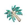 Exquisito Broche de Palmera Diamante Verde Fresco Nicho Lujo Ligero Exquisito Broche de Flor Versátil Anti-Exposición Hermosos Accesorios de Pin de Tarjeta