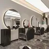 Nova Barbearia de Celebridade da Internet Salão de Cabeleireiro Estação de Espelho Espelho Redondo de Lado Único Exclusivo para Salão Montável na Parede Espelho para Corte de Cabelo Estilo da Moda