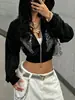 Sudadera con capucha y alas de lentejuelas estilo europeo y americano para mujer, nueva colección primavera 2026, cárdigan con cremallera de corte holgado