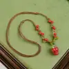Collar Largo de Cuerda Trenzada con Cuentas de Cerámica Bohemia Coloridas y Estrella de Mar para Mujer, Estilo Étnico Retro