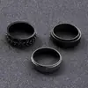 Popular Joyería de Acero de Titanio Transfronteriza Cadena de Letras Romanas Anillo Giratorio Hip-Hop Anillo de Acero Inoxidable Europeo y Americano Juego de Tres Piezas