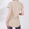 Ropa de Yoga Deportiva de Manga Corta para Mujer Primavera y Verano Holgada Fitness Running Secado Rápido Camiseta de Manga Corta Traje Transpirable de Pilates