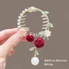 Novo Estilo Chinês Novo Clipe de Cabelo Bola de Flores Feminino Asas Borla Fivela de Rabo de Cavalo Parte de Trás da Cabeça Adorno de Cabelo