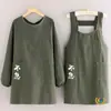 Novo Avental de Cozinha Longo com Mangas, Tecido Fino Respirável, Roupa de Trabalho Feminina, Estilo Japonês para Casa
