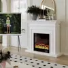 Gabinete Decorativo de Chimenea Negro Vintage Estilo Francés para Sala de Estar, Estante de Entrada Electrónico con Llama Simulada Estilo Europeo y Americano