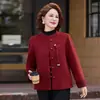Chaqueta Corta de Alta Calidad para Mujeres Menudas de Mediana Edad 2026 Nuevo Estilo Primavera/Otoño Rojo Lana Superior para Banquete de Boda de Suegra