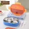 Fiambrera Compartimentada Estilo Nórdico Caja Bento de Plástico Ligero Caja para Frutas Sellada Fiambrera de Acero Inoxidable 304 con Cubiertos
