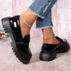 2025 Nuevos Mocasines Estilo Británico Negro Suela Gruesa Zapatos de Una Sola Pieza Primavera y Otoño Retro Slip-On Talla Grande Exportación