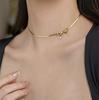 "lazo" acero de titanio cadena hueso de serpiente collar cadena para el cuello cadena clavícula dulce collar femenino nicho senior collar fresco