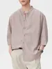 Ropa Popular para Hombre / Camisa Ligera de Lino de Manga Corta Estilo Old Money para Hombre, Camisa Casual Holgada Retro Americana