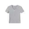 Camiseta Negra de Manga Corta con Cuello en V Ajustada para Mujer, Capa Base, Top Interior de Algodón Puro, Nuevo Blanco, Gris Oscuro