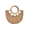 Bolsa de Palha Tecida com Renda de Margarida para Praia de Verão com Grande Capacidade, Pode Ser Usada na Transversal, Bolsa Requintada de Estilo Pastoral Francês