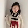 Bufanda para Niños Otoño e Invierno Estilo Coreano Rayas Borlas Bufanda de Moda para Hombres y Mujeres Bebé Cálida Resistente al Viento Protector de Cuello Invierno
