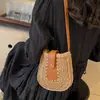 Bolso tejido estilo étnico bohemio para mujer 2026 nuevo bolso de paja para vacaciones en la playa bolso de teléfono de un solo hombro cruzado