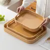 Bandeja Retangular Redonda Irregular de Bambu Bandeja de Jantar Camada Única Bandeja de Chá Retrô Mesa de Chá Simples para Casa Bandeja de Chá