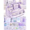 Conjunto de material escolar roxo com tema de filhote para volta às aulas, incluindo um estojo e uma variedade de suprimentos escolares, um presente criativo para estudantes