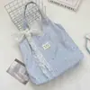69202 Bolso de Mano con Rayas y Estrellas Estilo Coreano Plata Caliente Gran Capacidad Ligero Bolso de Hombro Único Estudiante Viaje Diario Compras Bolsa de Tela