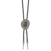 Corbata de Bolo Estilo Indio Vintage con Patrón de Piedra, Corbata de Bolo Grabada de Aleación de Plata Envejecida, Corbata Única y Distintiva