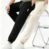 Pantalones Largos de Seda Hielo Finos para Hombre Verano Talla Grande Elásticos de Secado Rápido Casuales Sueltos Deportivos Transpirables Pantalones de Aire Acondicionado Pantalones de Chándal