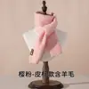 Bufanda de Punto para Otoño e Invierno con Lana, Bufanda Cálida y Engrosada, Bufanda Versátil Estilo Coreano con Etiqueta de Cuero, Bufanda Linda para Niños