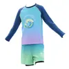 Roupa de Banho de Praia para Meninos, Shorts de Manga Longa para Crianças Tamanho Médio e Grande, Roupa de Banho de Secagem Rápida com Proteção Solar Estilo Dividido para Meninos