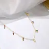 Colar Personalizado de Henna Colorido com Zircônia Transfronteiriço para Mulheres, Estilo Europeu e Americano, Luxo Leve Vintage, Corrente de Clavícula Quadrada de Diamante de Alta Qualidade, Popular Online, em Estoque