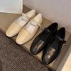 Zapatos Estilo Tweed, Zapatos de Mujer, Zapatos Planos Bajos Retro Versátiles, Zapatos Pequeños de Piel con Una Correa Mary Jane Francés de Piel Genuina