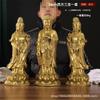 Um Conjunto de Estátuas de Buda de Cobre para Adoração no Templo, Apresentando os Três Santos do Oeste: Bodhisattva Avalokiteshvara, Buda Amitabha e Bodhisattva Mahasthamaprapta