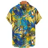 Camisas de Playa Europeas y Americanas Transfronterizas para Hombre con Animales de Selva Tropical Impresos en 3D, Tops Casuales y a la Moda de Manga Corta