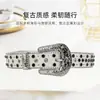 Cinto Feminino com Diamantes Moda de Rua Fivela Decorativa Moda Hip Hop Punk Personalidade Cinto para Calças Temperamento de Alta Classe Cinto de Couro