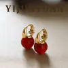 Novos Brincos de Ágata Vermelha Simples, Fashionáveis e Versáteis com um Toque de Luxo Leve e High-End, Brincos de Nicho para Mulheres