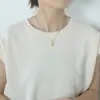 Design Minimalista de Nicho Corrente Simples de Luxo para Clavícula Pingente de Calcedônia Colar de Aço Titânio para Mulheres Choker do Instagram