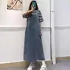 Vestido de tirantes de mezclilla irregular estilo sal y pimienta para mujer, nuevo de otoño, retro, suelto, ajustado, largo