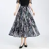 Moda Falda Floral de Cintura Alta para Mujer 2026 Nuevo Primavera/Verano Estilo Delgado Adelgazante Fluida Falda de Línea A Acampanada