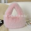 Bolsa de ombro tipo bolinho de outono e inverno de pele sintética de raposa para atacado, bolsa feminina, bolsa mensageiro fashion portátil de grande capacidade, bolsa de pelúcia