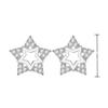 Yihua Aretes de Estrella de Cinco Puntas de Zirconia Pavé Micro Completo de Diamantes Novedosos y Lindos Aretes de Estrella Doble de Diamantes Venta al por Mayor de Aretes