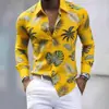 Nueva camisa de moda para hombre con estampado floral, casual de manga larga, moderna y de alta gama