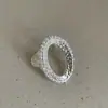 Anel de Metal Vintage Martelado com Pérola Oca Estilo Francês para Mulheres, Anel Único Exagerado de Personalidade Fashion Tendência