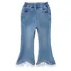 Pantalones de Mezclilla con Perlas en el Tobillo Estilo Coreano para Niñas Estilo Primavera/Otoño 2026 Nuevos Pantalones Elegantes de Moda para Niñas Tendencia