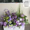 Arreglo de Piso para Boda Púrpura Romántico Banquete de Compromiso Diseño Salón de Bodas Escenario Guía de Camino Flor Decoración de Boda Arte Floral Artificial