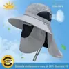 Chapéu de Sol de Proteção UV de Verão para Pesca Masculina, Chapéu de Proteção Solar com Protetor Facial Removível, Chapéu de Pescador Atacado, Aba Larga