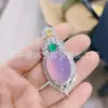Pingente de Calcedônia Rosa Incrustado Banhado a Prata de Alta Qualidade, Pingente de Calcedônia em Formato de T, Colar com Pingente de Pedra Preciosa Ágata Rosa