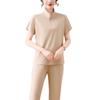 Conjunto de Ropa Deportiva para Mujer de Edad Media 2026 Nuevo Verano Casual Camisa Polo de Manga Corta de Seda Helada Conjunto Delgado de Dos Piezas