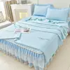 Nuevo Estilo Princesa de Verano Juego de Tres Piezas de Colchoneta Suave de Látex Engrosada Colchoneta de Seda Helada Lavable a Máquina Colchoneta Estilo Falda de Cama