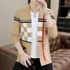 Ventas Directas de Fábrica Moda Masculina Suéter de Punto para Hombre Suéter Cardigan Jacket de Bloques de Color Otoño En Stock Pedido Completo Su