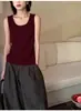 Linho início do outono novo estilo coreano simples versátil colete sem mangas para mulheres design 2026 casual costurado top interno