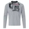 Camiseta de manga longa com gola preta color block, estilo retrô, portrait, Yabi dark niche, slim fit, gola redonda, peça básica para homens e mulheres