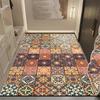 Alfombra de Piso de Terciopelo de Cristal con Azulejo Americano Retro, Resistente a Manchas y Suciedad para Puerta de Entrada, Felpudo Antideslizante Transfronterizo